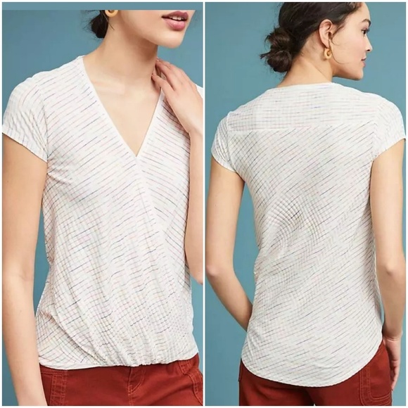 Anthropologie Tops - Anthropologie, Maeve Leila Wrap Striped Rib Top XL